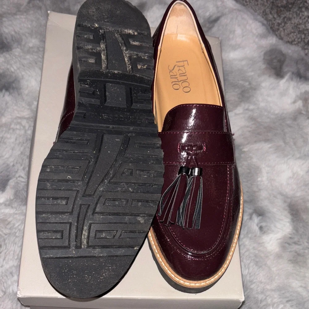 Franco Sarto Dark Red Tassel Loafers - Picture 2 of 3